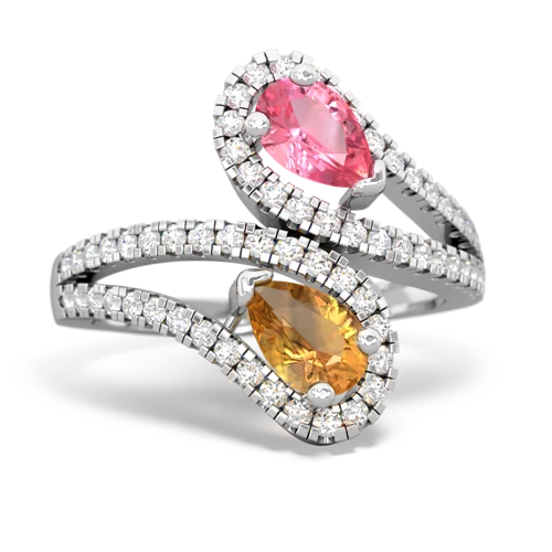 pink sapphire-citrine pave swirls ring