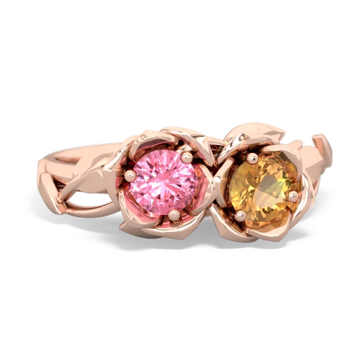 pink sapphire-citrine roses ring