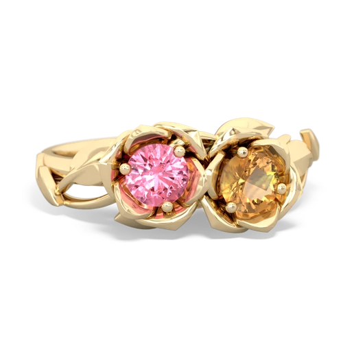 pink sapphire-citrine roses ring
