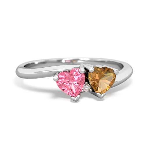 pink sapphire-citrine sweethearts promise ring