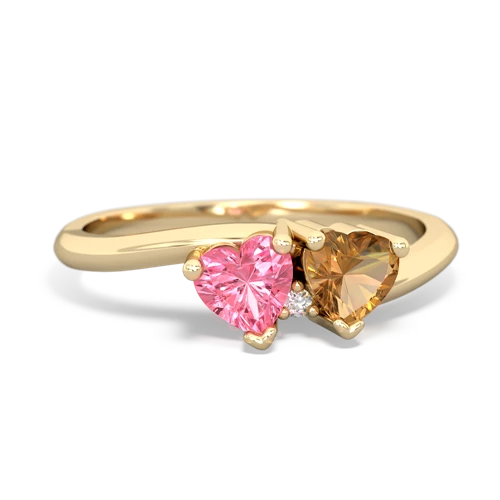 pink sapphire-citrine sweethearts promise ring