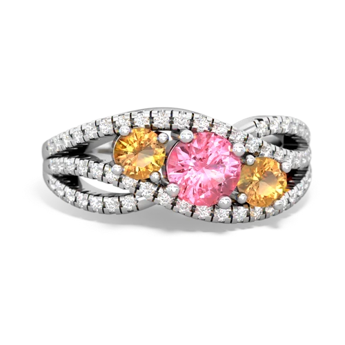 pink sapphire-citrine three stone pave ring