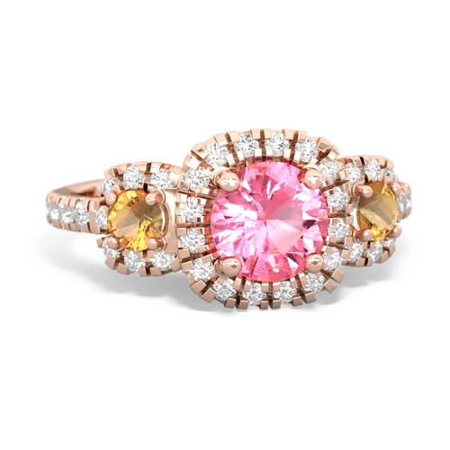 pink sapphire-citrine three stone regal ring