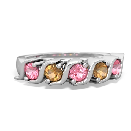 pink sapphire-citrine timeless ring