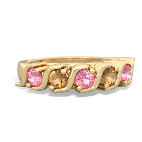 pink sapphire-citrine timeless ring