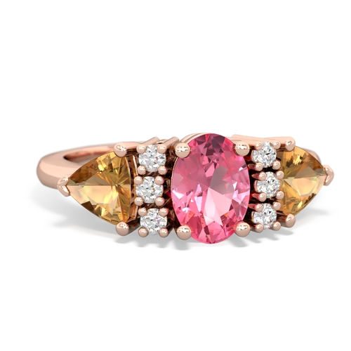 Lab Pink Sapphire Lab Created Pink Sapphire with Genuine Citrine and Genuine Peridot Antique Style Three Stone ring Ring