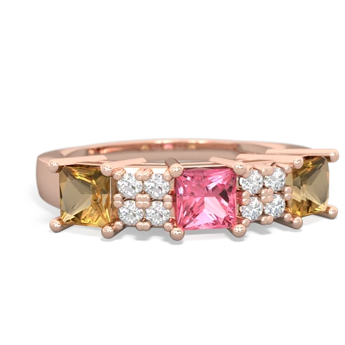 Lab Pink Sapphire Lab Created Pink Sapphire with Genuine Citrine and Genuine White Topaz Three Stone ring Ring