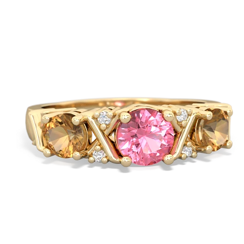Lab Pink Sapphire Lab Created Pink Sapphire with Genuine Citrine and Genuine White Topaz Hugs and Kisses ring Ring