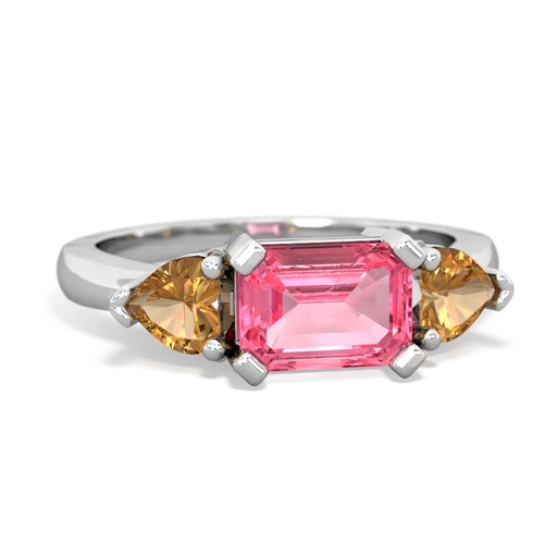 Lab Pink Sapphire Lab Created Pink Sapphire with Genuine Citrine and Genuine Peridot Three Stone ring Ring
