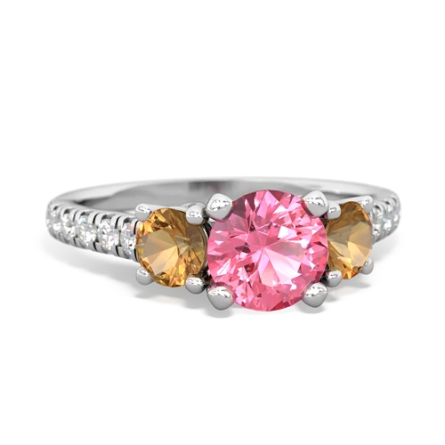 Lab Pink Sapphire Lab Created Pink Sapphire with Genuine Citrine and Genuine White Topaz Pave Trellis ring Ring