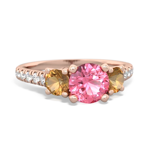 pink sapphire-citrine trellis pave ring