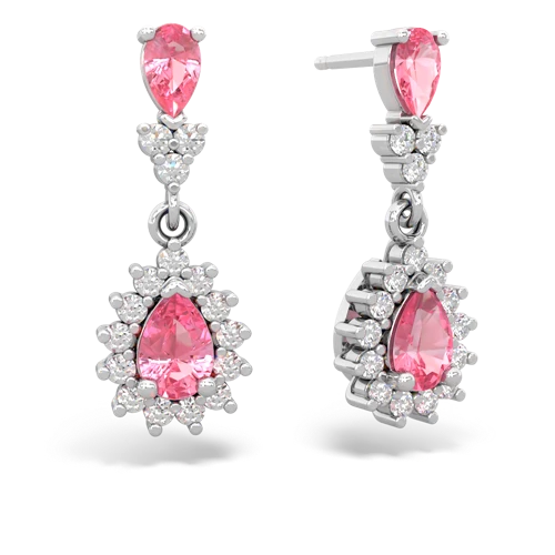 Lab Pink Sapphire Halo Pear Dangle Lab Created Pink Sapphire earrings Earrings