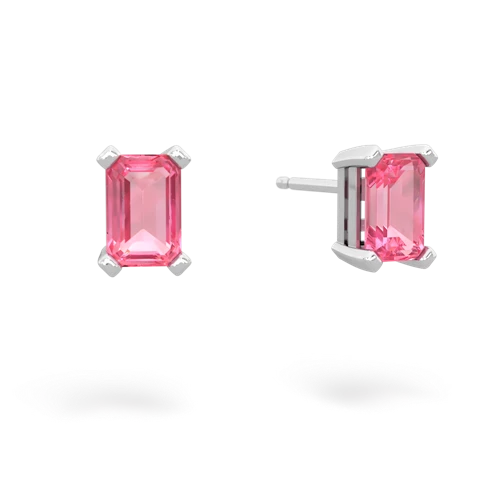 pink sapphire emerald cut stud earrings