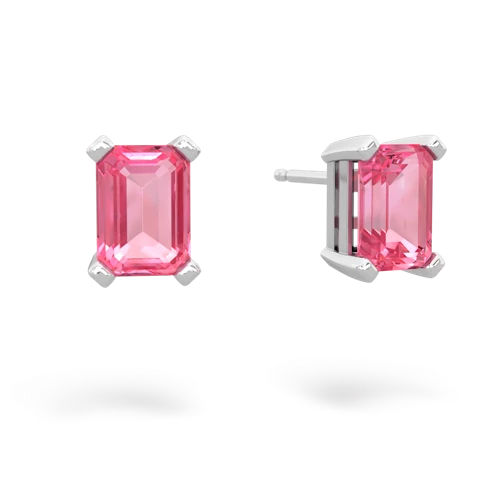 pink sapphire emerald cut stud earrings