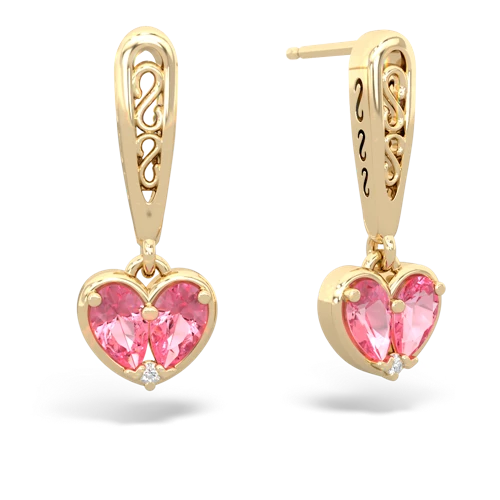 pink sapphire filligree earrings