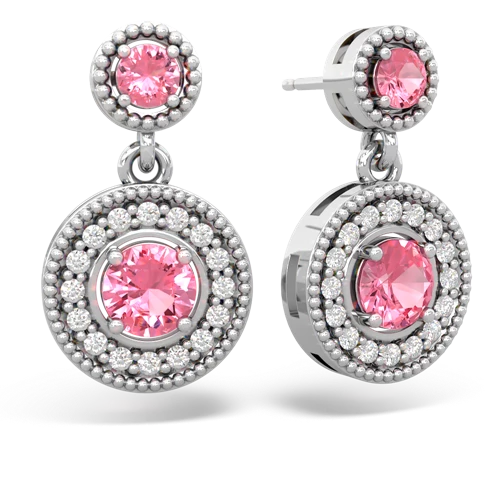 pink sapphire halo earrings