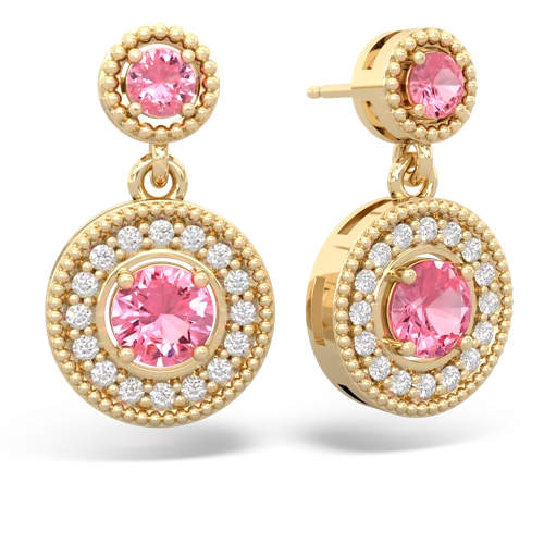 pink sapphire halo earrings