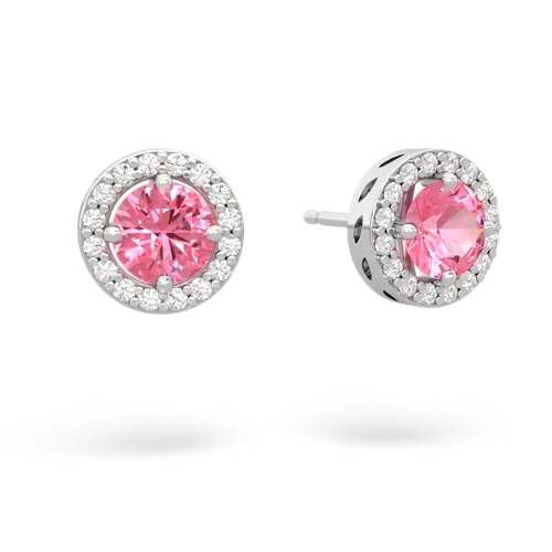 pink sapphire halo earrings