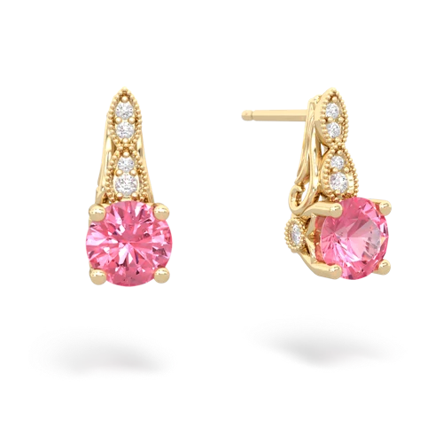 pink_sapphire milgrain earrings