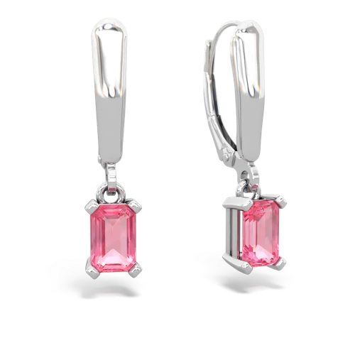 pink sapphire lever-back earrings