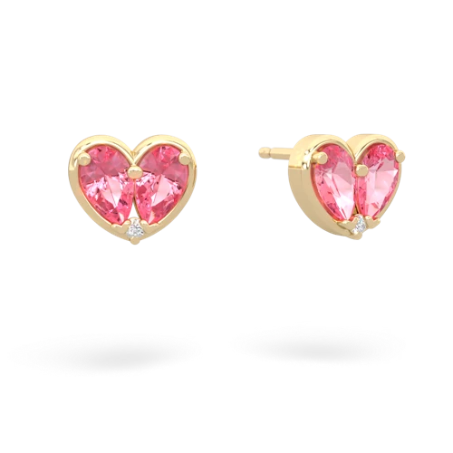pink sapphire one heart earrings