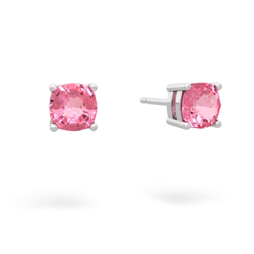 Lab Pink Sapphire Checkerboard Cushion Stud Lab Created Pink Sapphire earrings Earrings