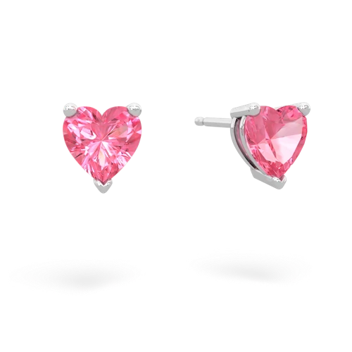 Lab Pink Sapphire Heart Stud Lab Created Pink Sapphire earrings Earrings