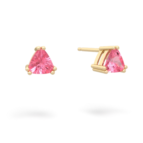 pink sapphire trillion stud earrings