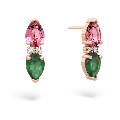 pink sapphire-emerald bowtie earrings