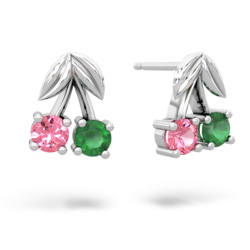 pink sapphire-emerald cherries earrings
