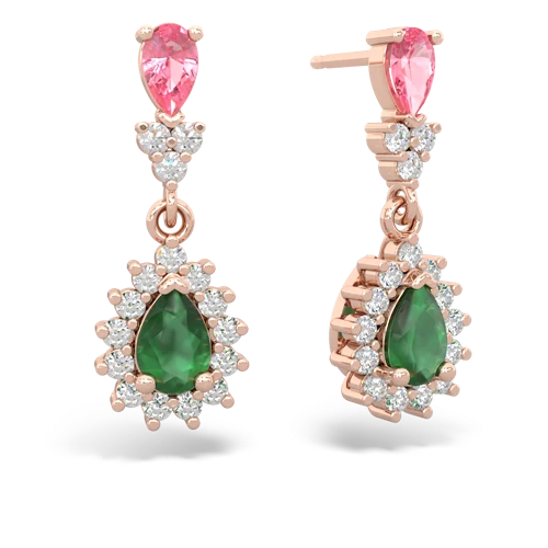 pink sapphire-emerald dangle earrings
