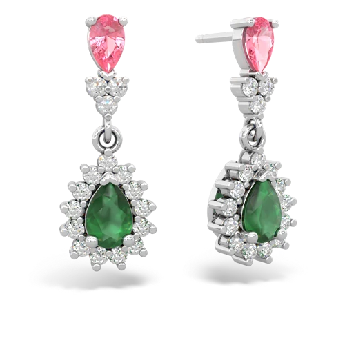 pink sapphire-emerald dangle earrings