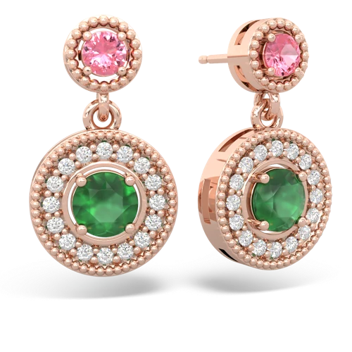 pink sapphire-emerald halo earrings