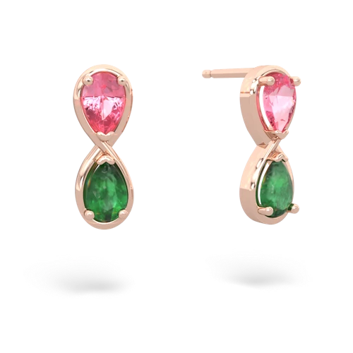 pink sapphire-emerald infinity earrings