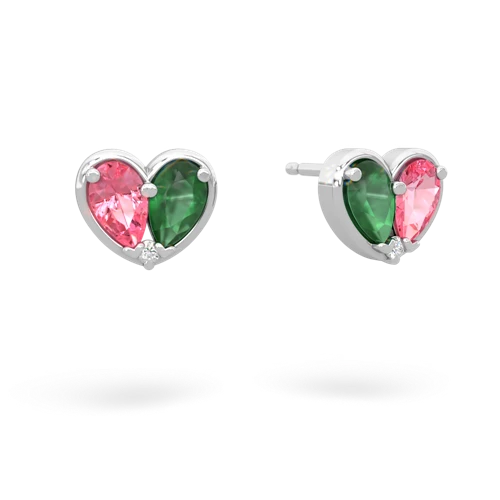 pink sapphire-emerald one heart earrings