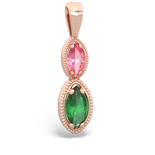 pink sapphire-emerald antique milgrain pendant