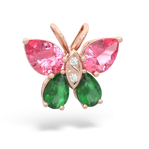 pink sapphire-emerald butterfly pendant