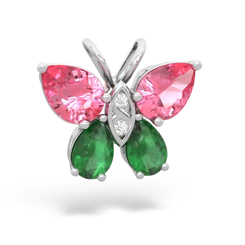pink sapphire-emerald butterfly pendant