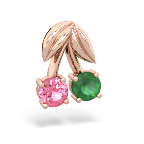 pink sapphire-emerald cherries pendant