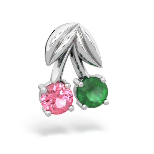 pink sapphire-emerald cherries pendant