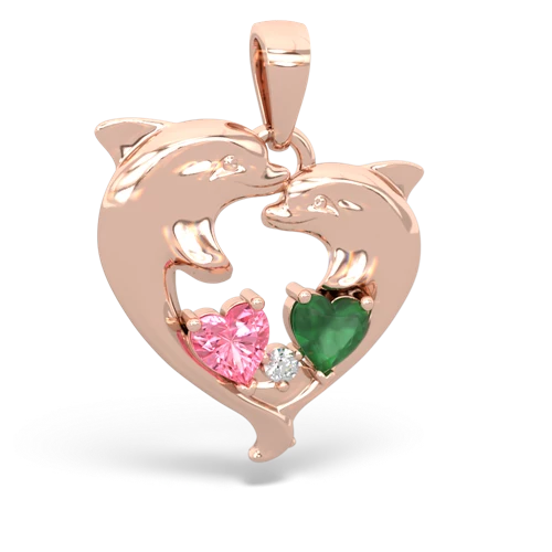 pink sapphire-emerald dolphins pendant