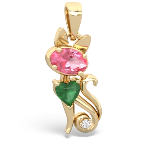pink sapphire-emerald kitten pendant
