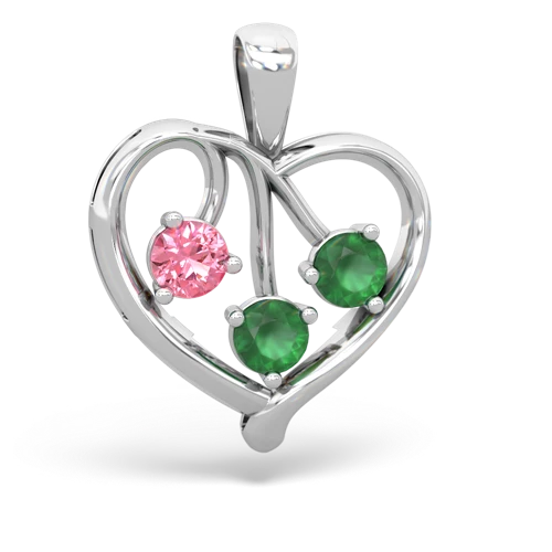 Lab Pink Sapphire Lab Created Pink Sapphire with Genuine Emerald and  Glowing Heart pendant Pendant