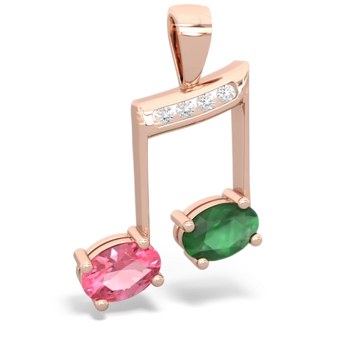 pink sapphire-emerald music notes pendant