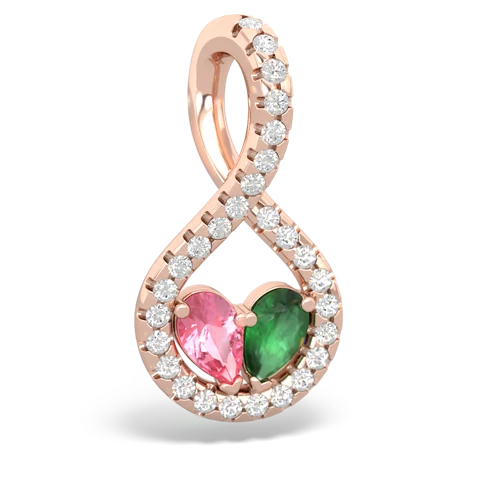 Lab Pink Sapphire Lab Created Pink Sapphire with Genuine Emerald PavÃ© Twist pendant Pendant