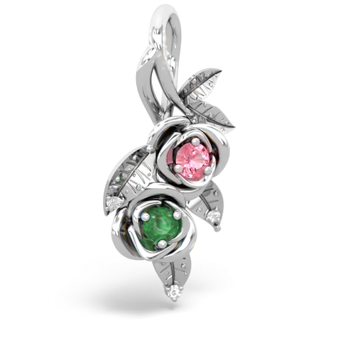 pink sapphire-emerald rose vine pendant