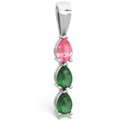Lab Pink Sapphire Lab Created Pink Sapphire with Genuine Emerald and Genuine Citrine Three Stone pendant Pendant