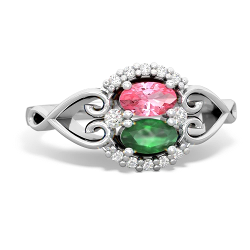 Lab Pink Sapphire Lab Created Pink Sapphire with Genuine Emerald Love Nest ring Ring