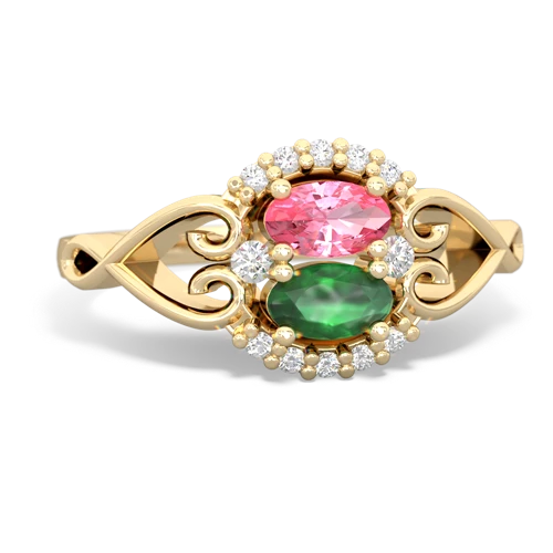 pink sapphire-emerald antique keepsake ring