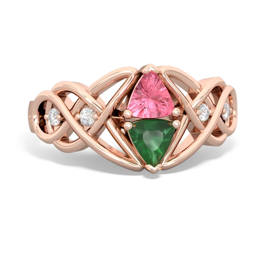 Lab Pink Sapphire Lab Created Pink Sapphire with Genuine Emerald Keepsake Celtic Knot ring Ring